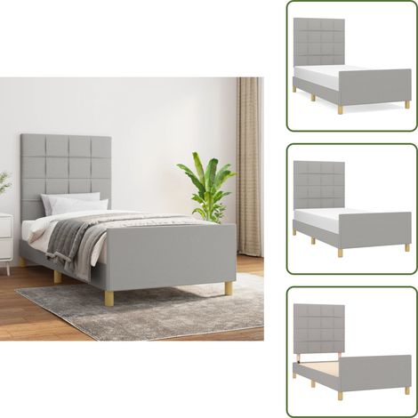 Cama con cabecero - vidaXL Estructura de cama sin colchón tela gris claro 90x200 cm - Cama gris claro