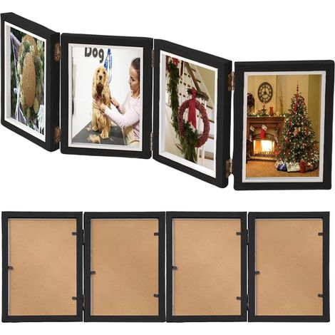 Cadre photo pliable pour 4 photos : 4 cadres 10 x 15 cm avec charnière et vitre en verre (1/5)