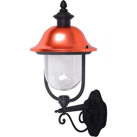 V-TAC VT-853 Portalampada wall light lanterna da giardino Facing-up alluminio nero e calotta in rame E27 IP44 - sku 7532 (1/5)