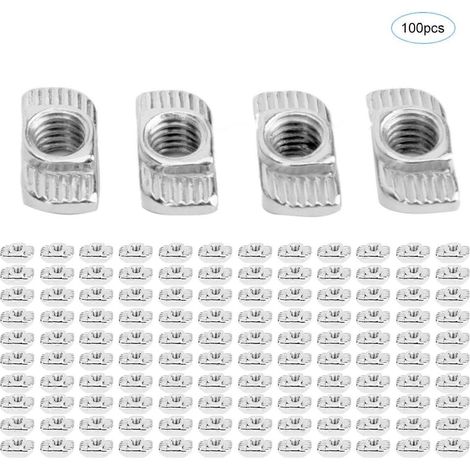 100 Stück T-Muttern nach europäischer Norm, 30T Gewinde-Gleitmuttern für Aluminiumprofile, M6