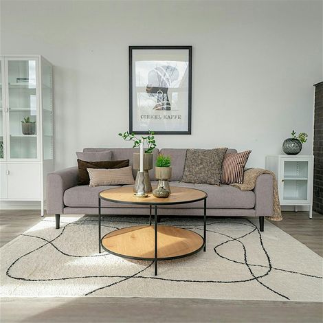 Table basse ronde double plateau effet bois clair VARDE