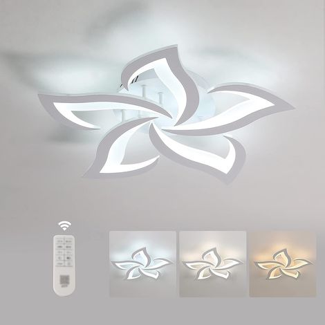 GOECO Plafoniera LED Dimmerabile, 40W 3500LM Lampada da Soffitto Moderna con Telecomando, Design Creativo a Petali, Plafoniera in Acrilico per Salotto, Camera da Letto Φ60cm Bianco