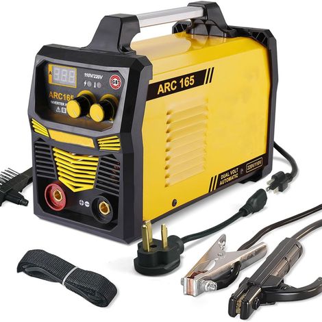 Lichtbogenschweißgerät 110V/220V, Digitalanzeige, max. 165A, 5/32" Stabschweißgerät, einfach zu schweißen, für Anfänger konzipiert, mit Elektrodenhalter, Werkstückklemme, Netzteil und Bürste.