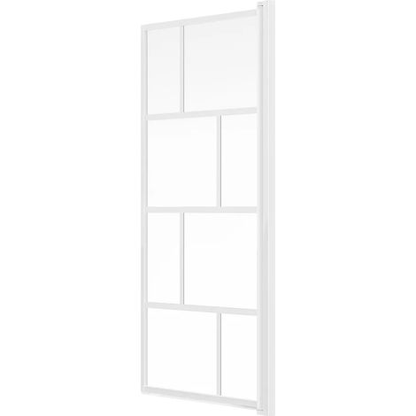 Parete per vasca da bagno girevole 70 x 140 cm Vetro Bianco opaco Stile industriale - RIVANON (1/5)