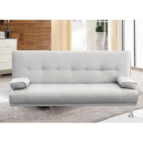 Divano letto reclinabile 3 posti ecopelle bianco doppio cuscino Sicorage Kidren