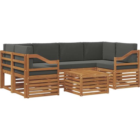 Conjunto de sofás de exterior 7 uds. Natural y Antracita vidaXL (1/5)