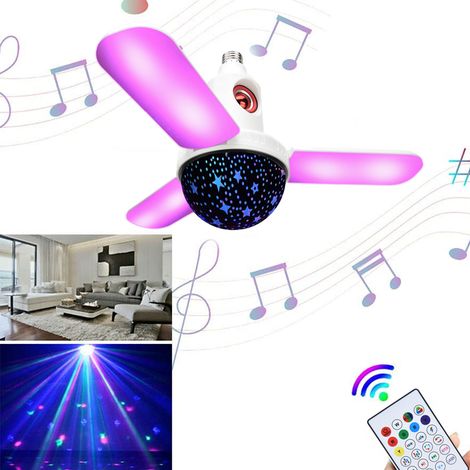 Projecteur lumineux LED Bluetooth avec haut-parleur et éclairage RGB multicolore à couleurs dynamiques, télécommande, 3 lampes, 48 W/E27, lustre musical multicolore RGB (1/5)