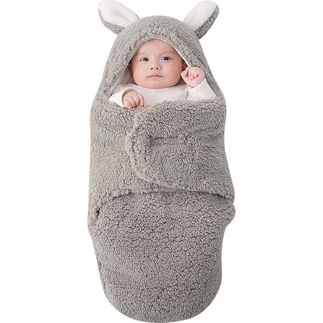 1 gigoteuse bébé TOG 2, couverture d'emmaillotage sherpa avec capuche oreilles de lapin et bonnet inclus, pour nouveau-né 0-6 mois (1/5)