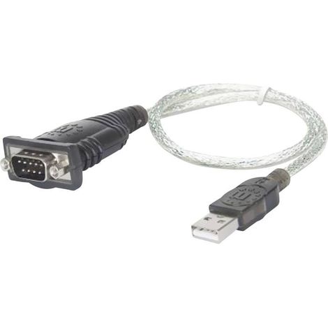 Adaptateur USB 1.1 Manhattan 205146 - [1x USB 1.1 type A mâle - 1x SUB-D mâle 9 pôles] - 45.00 cm - gris contacts dorés R65194 (1/3)