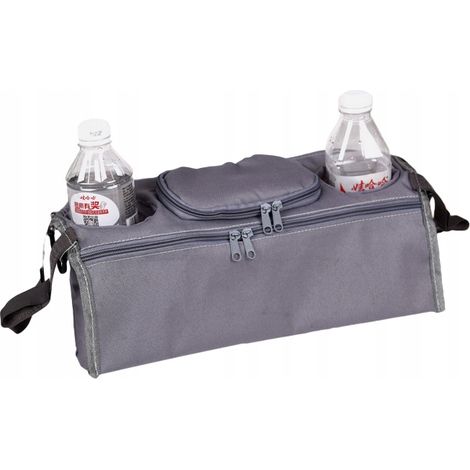 Organizador para cochecito de beb茅, bolsa doble ancha gris.