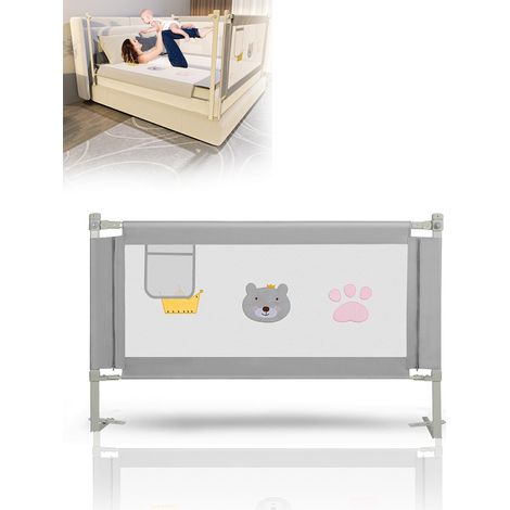 Randaco Bettgitter 200x70cm Bettschutzgitter Kinderbettgitter Babybettgitter Rausfallschutz für Bett Grau