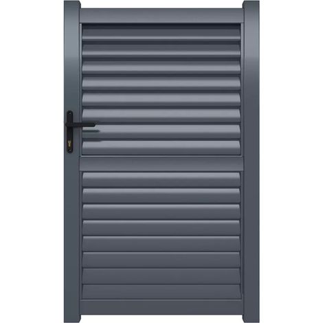 Portillon ALU Arles persienné Largeur 1m00 Ht 1m70 Gris 7016 (1/2)