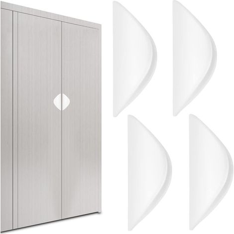 4 Pièces (Blanc) Poignee de Meuble Cuisine Poignée Porte Coulissante Intérieure Extérieure Poignet de Placard Coquille Tiroir Poignees Portes Sans Percage Poignets Auto Adhésif pour Armoire Fenetre (1/5)