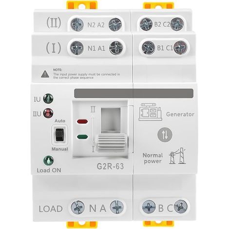 Commutateur de Transfert Automatique à Double Puissance, Contrôleur d'alimentation ATS Commutateur de Transfert Ininterrompu G2R 4P 63A Sélecteurs électriques 220V (1/5)