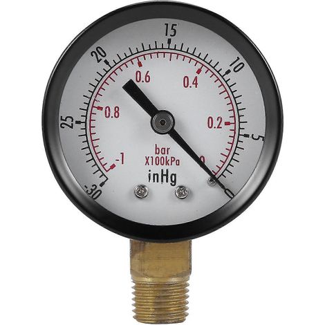 Manomètre - 0 - -30 inHg 0 - -1 bar Mini manomètre à cadran Baromètre vacuomètre (1/5)