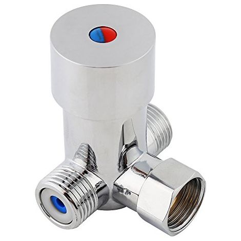 Mitigeur Thermostatique Laiton G1/2,Vanne Mélangeuse Eau Chaude Froide avec Contrôle de Température et Clapet Anti-Retour (1/5)