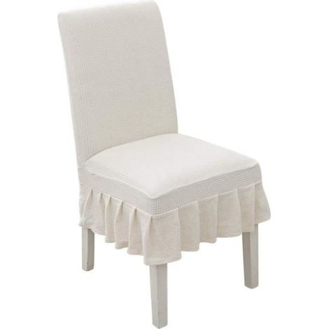 Housses de chaise - 4 pièces - Beige - Extensible - Lavable - Antidérapante (1/4)