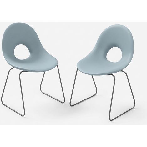 Set 2 sedie design indoor outdoor in polietilene Candy Slitta - Blu