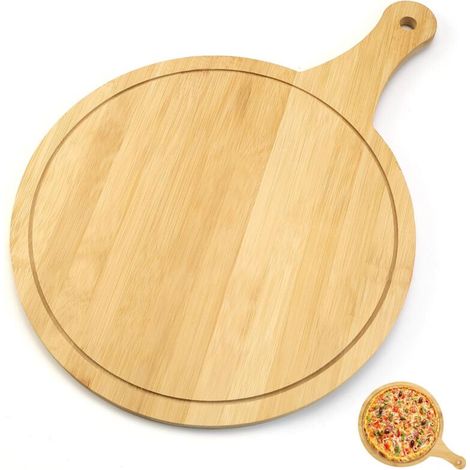 Planche Pizza Bois - 1 pièce, Planche Pizza Bois 30cm + Poignée - Pour Focaccia/Pain