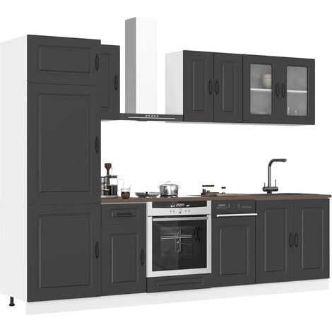 8-tlg. Küchenschrank-Set Kalmar Schwarz Holzwerkstoff
