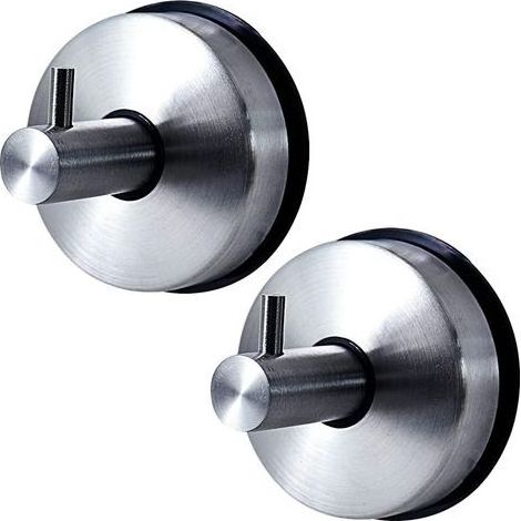 2 Pièces Crochet Ventouse Salle de Bain Mural Acier Inox Porte Serviette Ventouse Accroche Torchon Douche Puissant Cuisine Patère Manteau Carrelage Chambre (Argenté) (1/5)