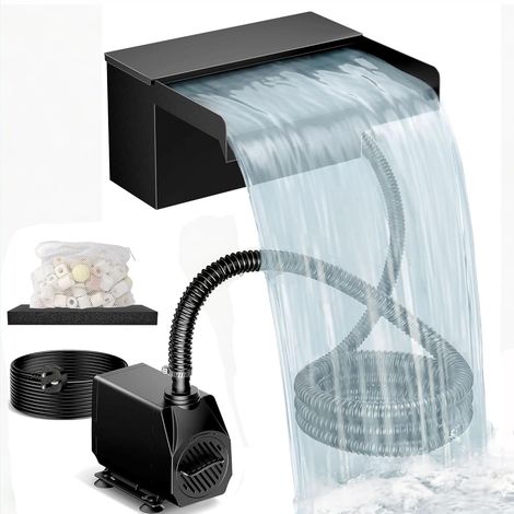 Cascade pour Étang de Jardin avec Filtre, 20cm Acier Inoxydable, 40 W 2500 l/h Pompe de Bassin, Décoration de Jardin, Bassin d'Eau, Patio, Terrasse, Mur d'Eau, Bassin à Carpes (1/5)