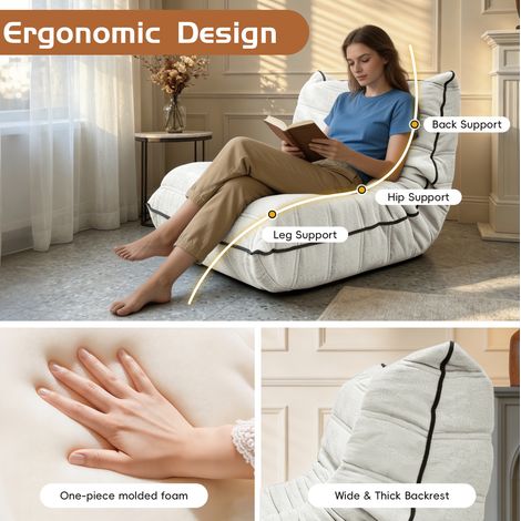 Fauteuil Poire Chenille Ergonomique en Tissu Doux pour Salon et Chambre (1/5)