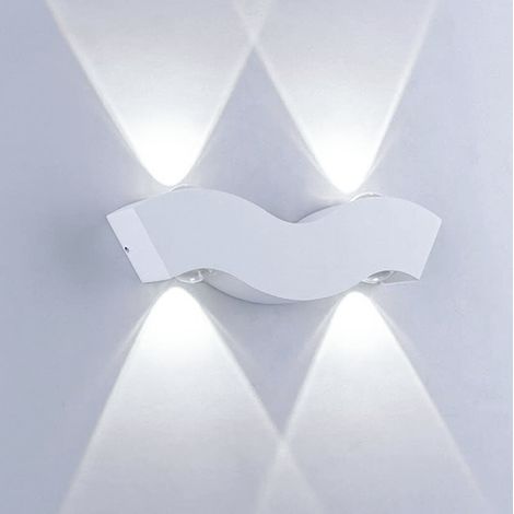 Applique murale LED d'extérieur, lampe de jardin étanche, applique murale en forme de vague, lampe de chevet LED créative, lumière blanche (1/5)