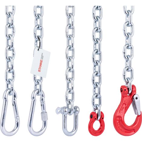 Seilwerk STANKE 200cm Kit de fixation pour hamac, pour balançoire d’intérieur et pour sac de frappe : chaîne en acier galvanisé 6 mm +  coupleur OMEGA 6mm