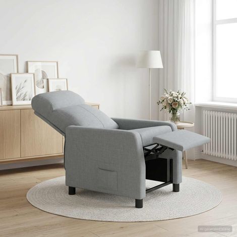 vidaXL Recliner Gris Claro Tela (1/5)