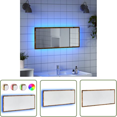 vidaXL Miroir de salle de bain à LED vieux bois bois d'ingénierie (1/5)