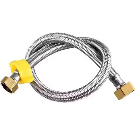 Tuyau flexible tressé en acier inoxydable (80 cm), tuyau d'arrivée d'eau chaude et froide pour robinets (1/3)
