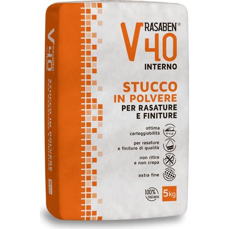 Stucco Polvere Interno V40 K2 Rasaben 5 kg 4 Pezzi (1/5)