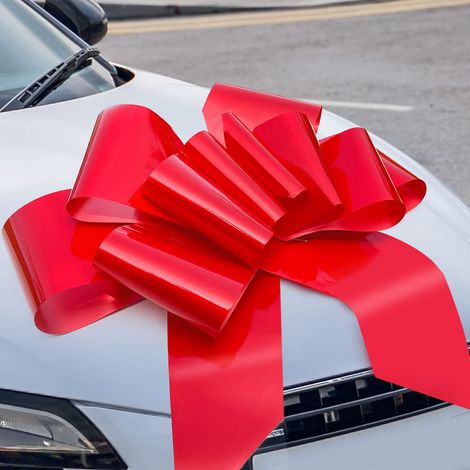 Nœud géant Rouge pour Voiture, 76,2 cm, Grand nœud Cadeau pour Voiture, Anniversaire, Noël, Convient pour de Nombreuses Occasions, imperméable, décorations d'intérieur/extérieur (1/5)