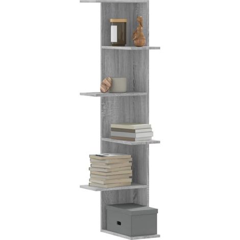 Wand-Eckregal Grau Sonoma 36,5x36,5x140 cm Holzwerkstoff