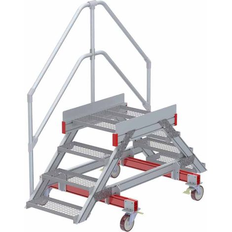 Euroline 512 mobiler Überstieg 45° Stufenausführung Stahl Gitterrost Stufenbreite 600mm 4 Stufen