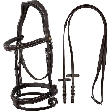 Equestro Testiera CUOIO con logo MARRONE taglia PONY (1/4)