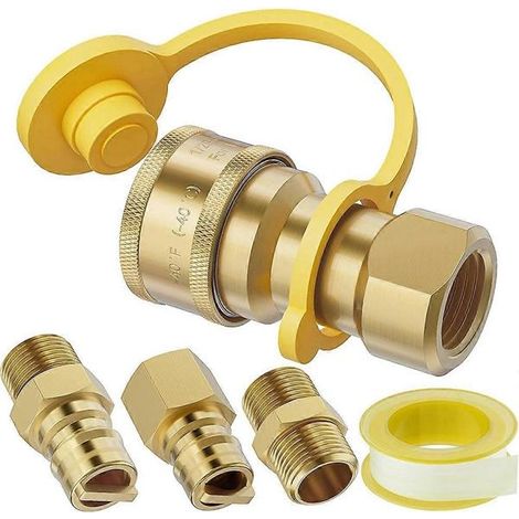 Ensemble de raccords rapides pour gaz naturel et propane (1/2 pouce), kit de 4 pièces en laiton massif (1/5)