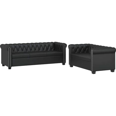 Maison Exclusive - Divani Chesterfield a 2 Posti e a 3 Posti in Similpelle Nero