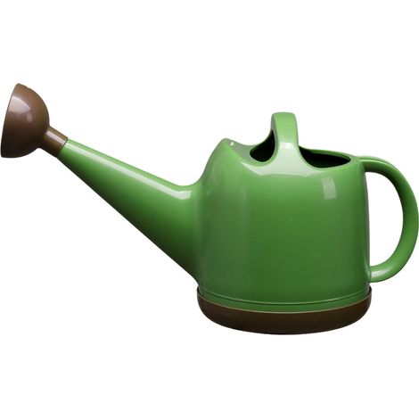 Arrosoir 4L Plastique Jardin avec Tête d'Arrosage pour Plantes Intérieur Extérieur Marron Vert