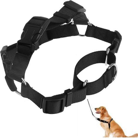 Collier tactique pour chien, harnais réglable, collier de dressage avec anneau en D en métal - Taille L - Noir (1/4)
