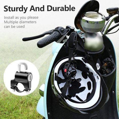 Kit de 2 antivols pour casque de moto - Antivol universel en alliage d'aluminium - Accessoire de sécurité antivol pour guidon - (1/5)