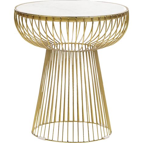 Mesa auxiliar de mármol blanco dorado 42 cm glamour dormitorio Cheynes (1/5)