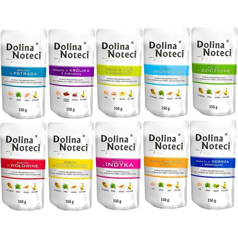 DOLINA NOTECI Premium Nassfutter für Hunde, Geschmacksmischung - 10 x 150 g