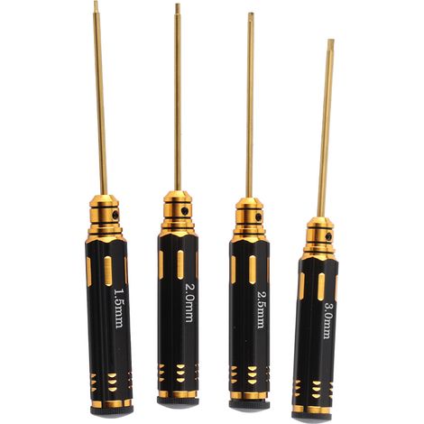 Tournevis pour maquettes d'avions, plaqué titane, lot de 4, noir, 1,5 mm/2,0 mm/2,5 mm/3,0 mm (1/5)