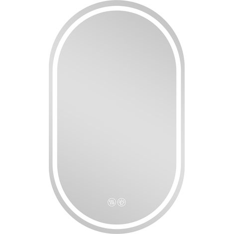 Miroir mural ovale sans cadre 60x90 cm avec écran tactile anti-buée pour salle de bain (1/5)