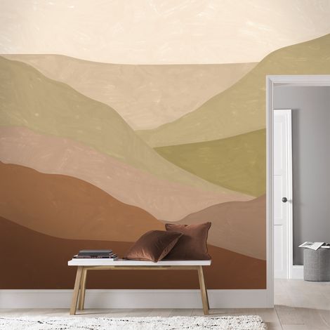 Papier peint panoramique paysage de dunes 280 x 300 cm – Couleurs rouge, marron, beige – Papier cellulose/polyester – Texture lisse et entretien facile – Art For The Home (1/5)
