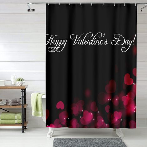 Rideau de douche cœurs doux ambiance romantique, polyester imperméable, 90x180 cm (1/5)