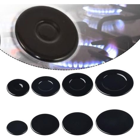 Lot de 4 capuchons pour cuisinière à gaz, 55-75-100 mm, fer et aluminium, répartition chaleur uniforme, installation facile (1/5)