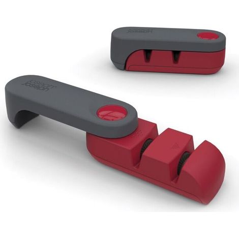 YMYNY Compact Knife Sharpener with Steel Blade - Compact Kitchen Knife Sharpener - Gray and Red (1 Pack) (1/4)